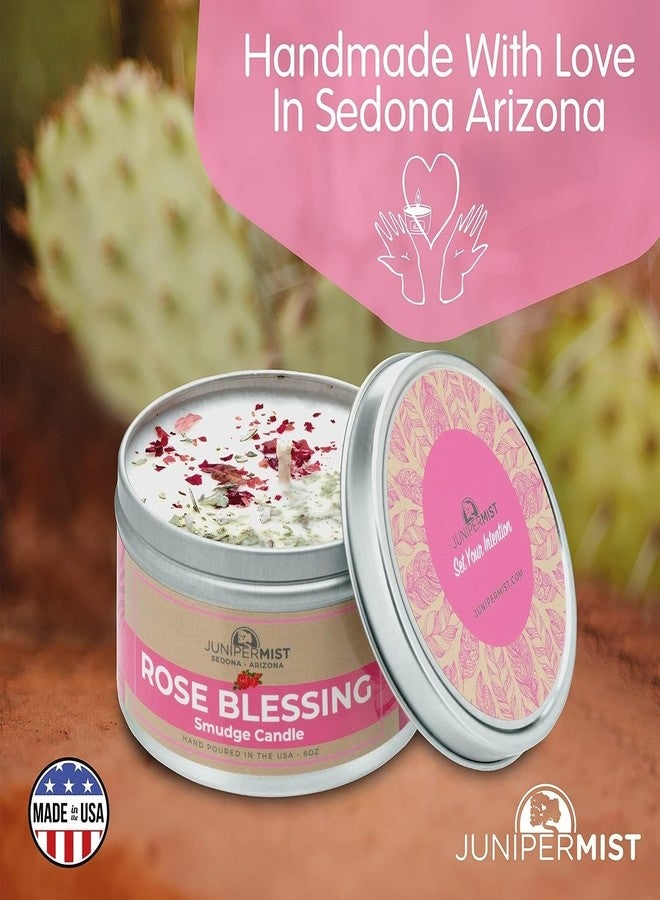 JUNIPERMIST Rose Smudge Candle (6oz) Love and Healing – Energy Cleansing Candle - Real Sage & Essential Oils – Spiritual for Protection, Meditation & Manifestation – Soy-Based - Made in The USA - Image 4